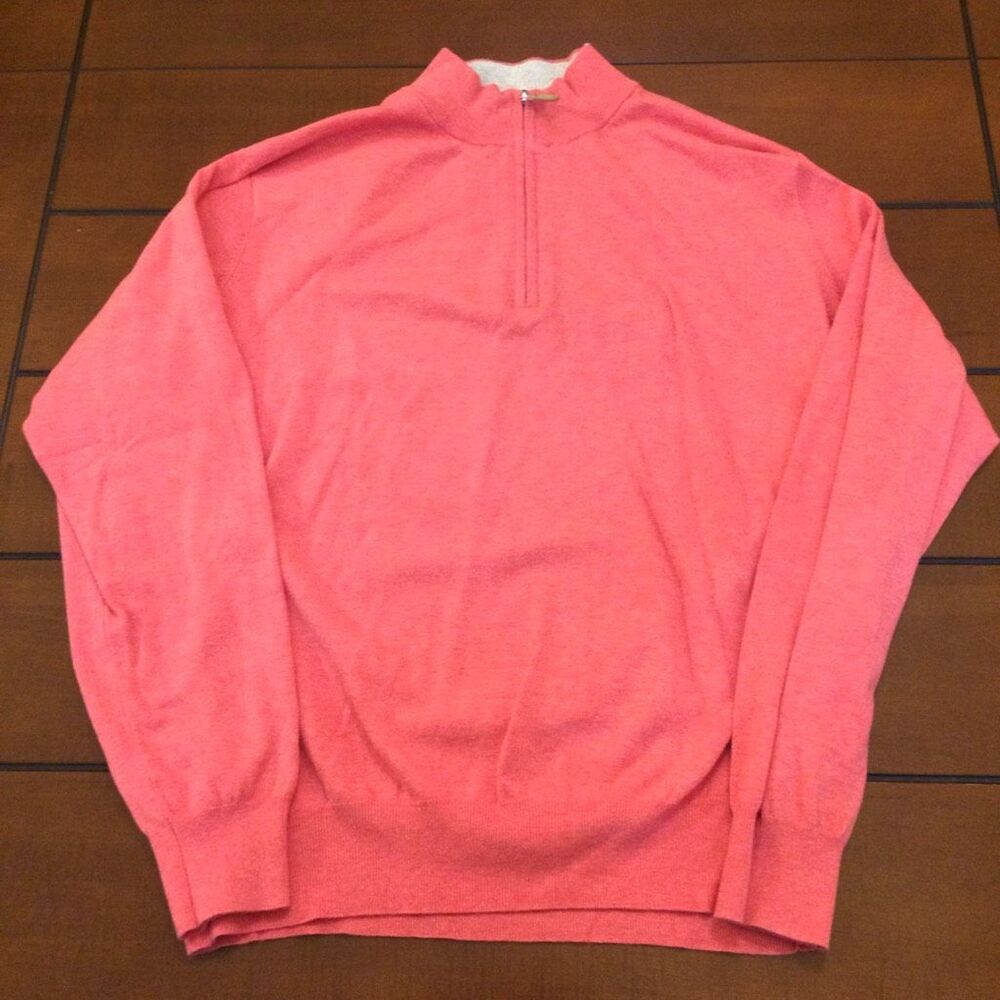 Peter Millar coral quarter zip large sweater silk cashmere blend
